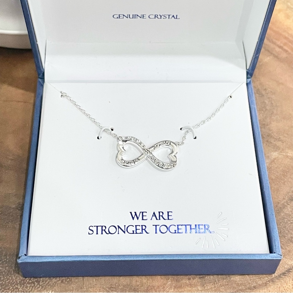 Stronger together, genuine crystal silver necklace gold plated necklace earrings - Picture 3 of 5